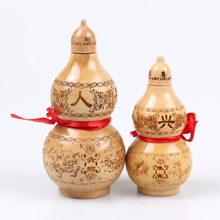 妙如意天然桃木葫芦聚宝盆吉祥如意五福临门龙凤呈祥葫芦人兴财旺葫芦