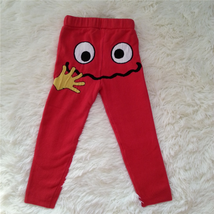 春秋新款韩版男童女童打底裤纯棉童装线裤卡通保暖修身靴裤儿童毛裤