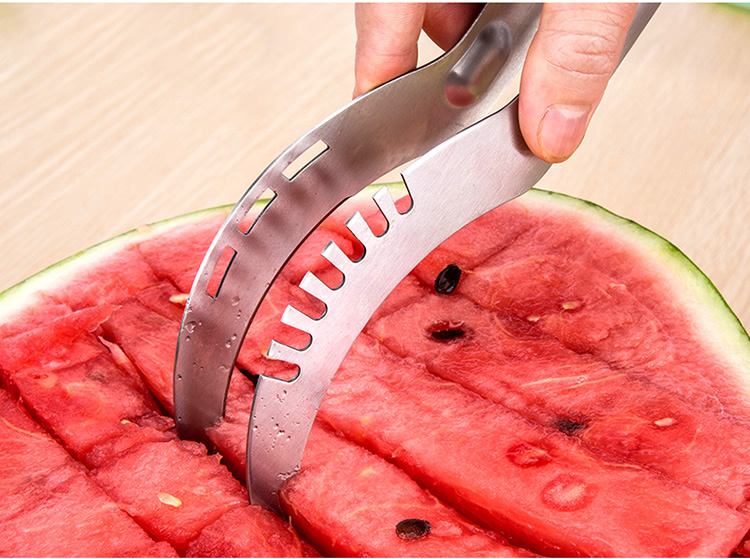 摩森不锈钢水果刀加厚西瓜刀切片器切块器全钢款