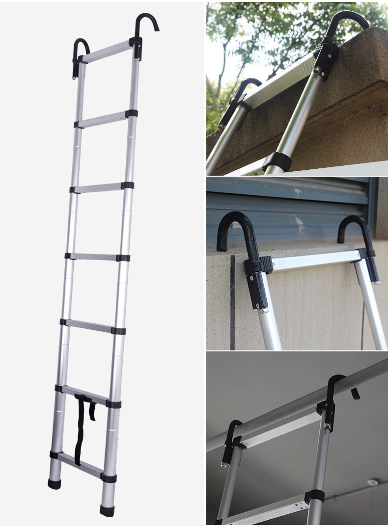巴芬伸缩梯家用折叠梯升降楼梯加厚扶梯铝合金工程梯子带挂钩稳固防滑