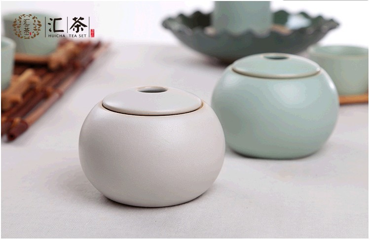 言合说茶具 汝窑茶叶罐陶瓷茶罐 不含茶叶 开片汝瓷 天青如意罐