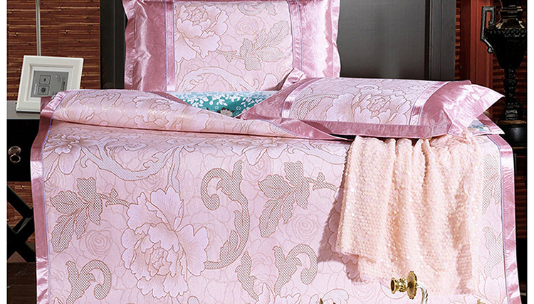 茵凡夏凉席冰丝席可折叠席空调席套件三件套 亲肤透气床上用品双人