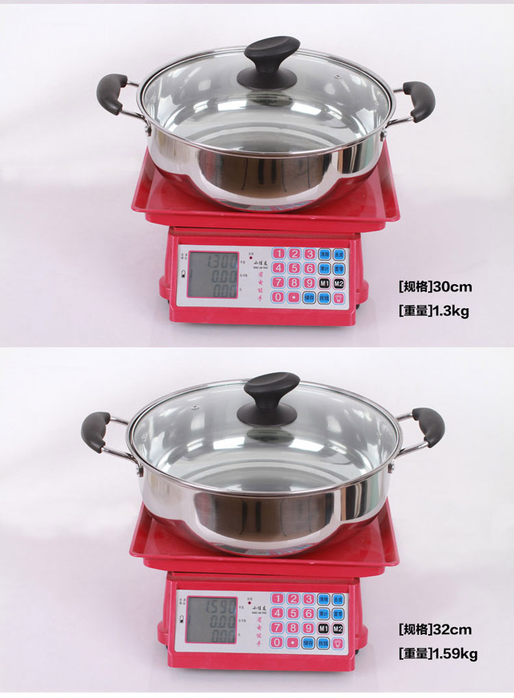 
                                        汤锅28-32cm火锅 非鸳鸯火锅 不锈钢加厚电磁炉专用锅具火锅盆边炉锅 32CM带玻璃盖                