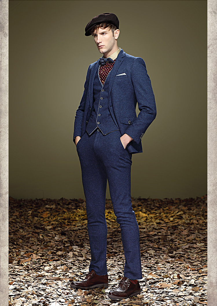 时尚复古男装 简约修身休闲 男马甲 009 蓝色 170【图片 价格 品牌