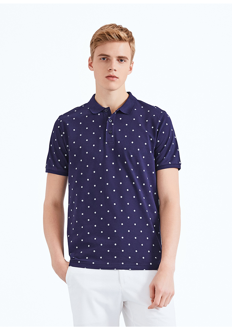 班尼路baleno男装 新款商务休闲polo衫男 时尚青年印花短袖衫 00a纯黑