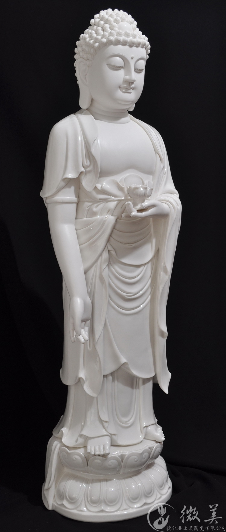 微美30吋阿弥陀佛佛像德化陶瓷白瓷彩绘供奉佛像大号如来佛祖像 白瓷