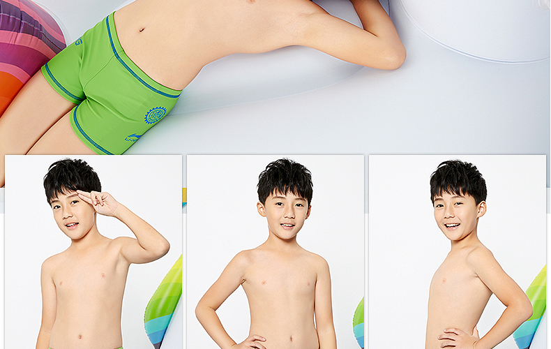 李宁(li-ning)儿童泳裤 男童青少年速干透气舒适儿童泳衣 宝宝戏水