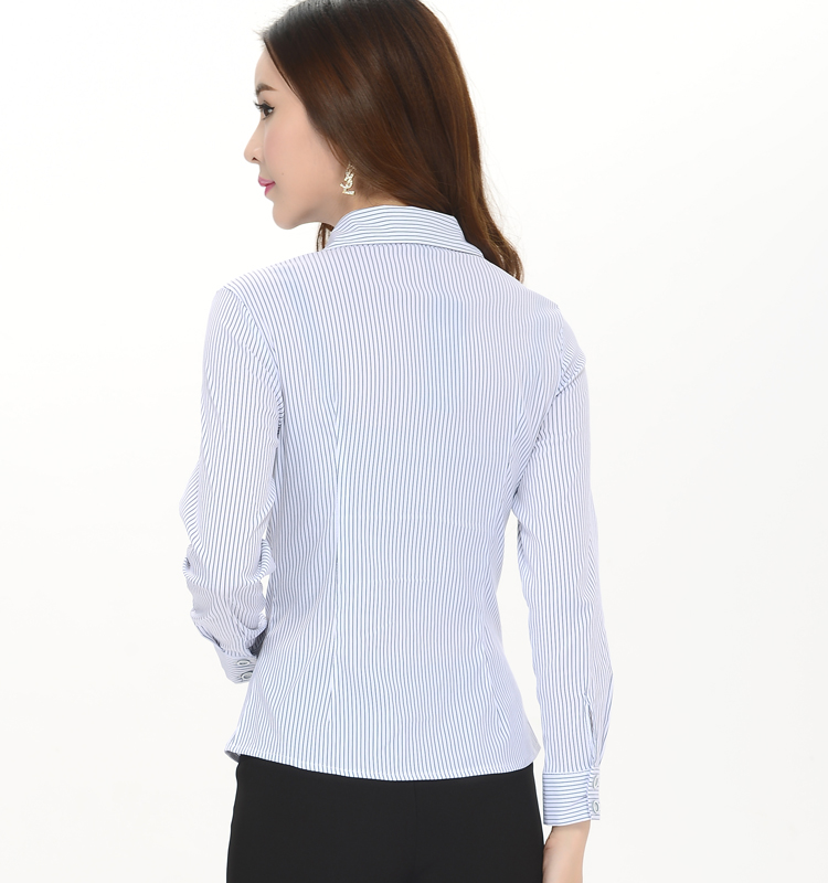 
                                        汇美特衬衫女长袖秋装韩版修身显瘦条纹打底职业装工作服正装衬衣 6371款 XXL                