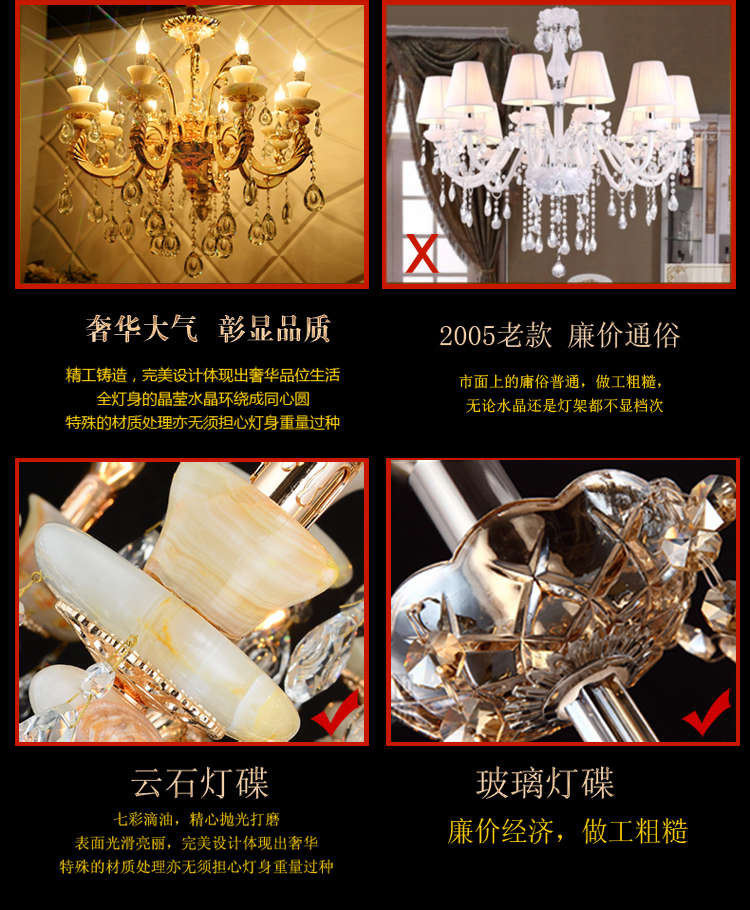 
                                        SHOPP 水晶吊灯客厅灯高贵奢华云石灯饰餐厅卧室灯 K3330 8头 8头                