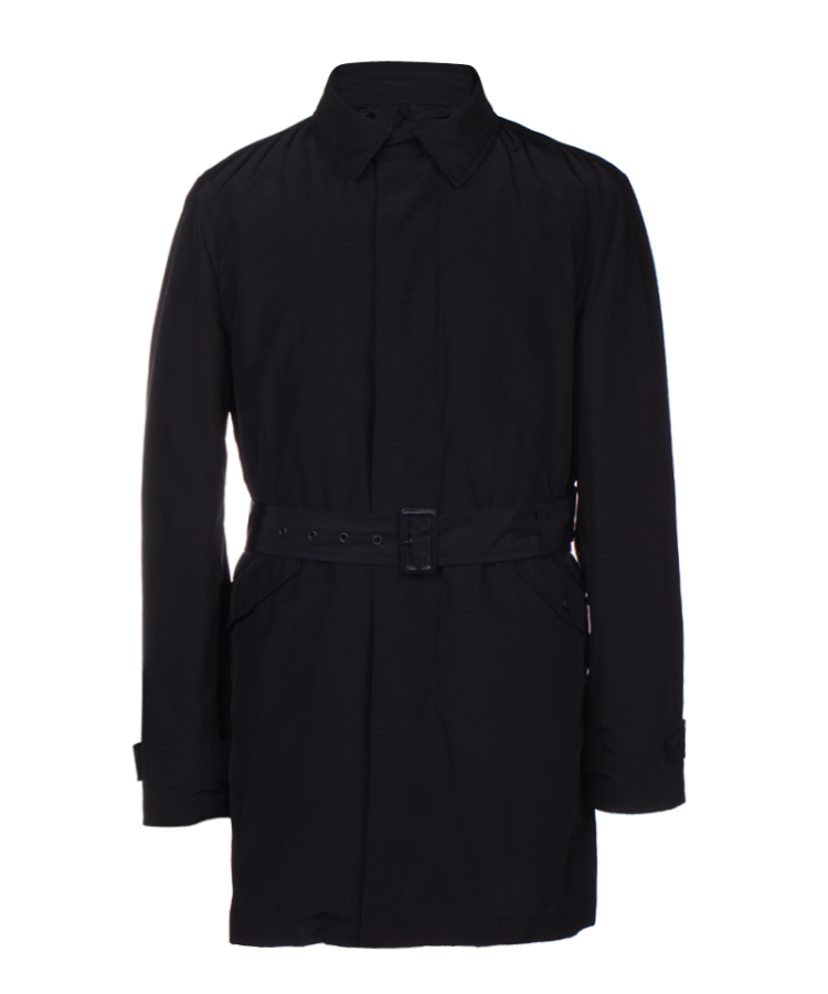 阿玛尼 armani emporio armani黑色聚纤男士棉风衣