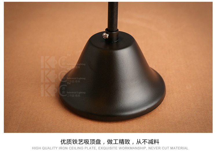 kc灯具黑色工业风复古铁艺吊灯阳台过道办公室仓库吊灯美式灯罩灯 P3668-含1枚烟火灯泡