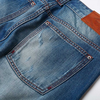 mecity2015春装新款男破洞修身牛仔裤557049 浅蓝色 180/86a