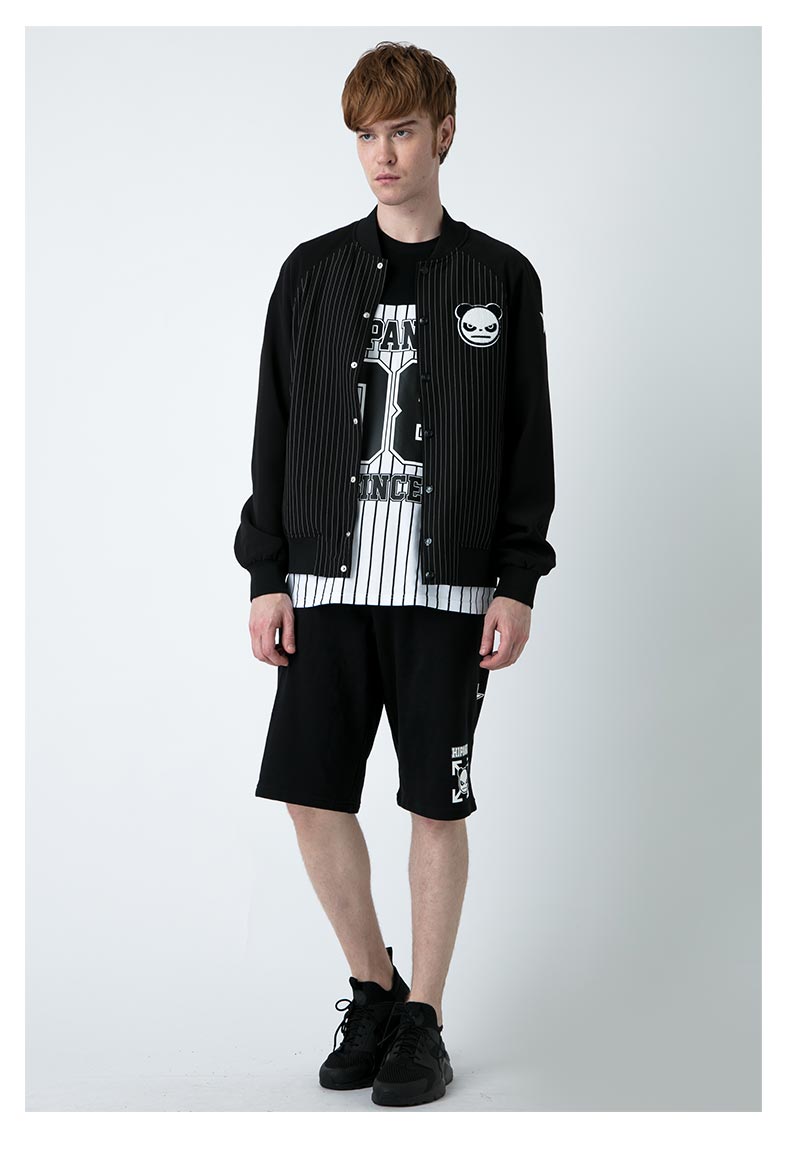 hipanda 你好熊猫 新品 男款 熊头星星插肩袖棒球服 黑色 165/s_ 5折