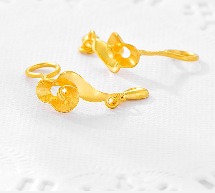 赛菲尔 心喜如意黄金耳吊 足金9999耳吊耳饰女款送礼 约2.15-2.