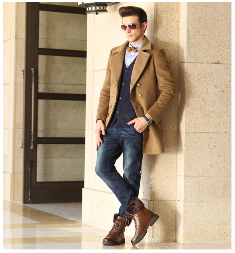 红蜻蜓(red dragonfly)男士时尚保暖马丁靴男靴子棉鞋 wtd41562 棕色