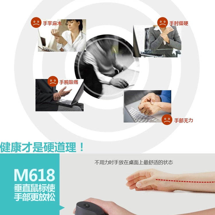 玩者 DELUX 垂直竖握立式健康鼠标-有线 创意家居 送礼佳品