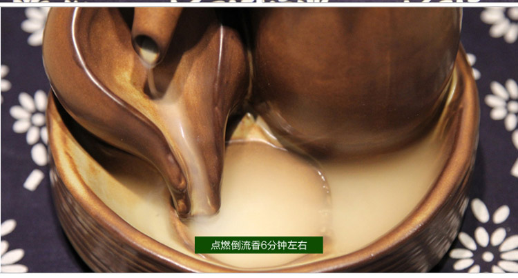 铜欣祥 倒流香香炉陶瓷烟倒流香炉 粗陶熏香炉沉香檀香塔香锥香炉香道用品居室摆件工艺礼品 到福倒流香炉