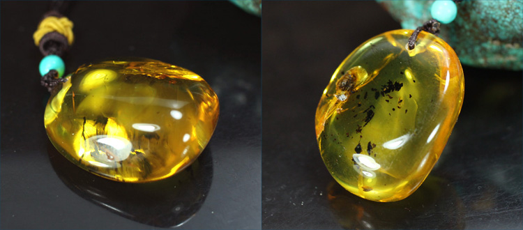 梵隅精品天然金绞蜜蜡虫珀琥珀挂坠虫蜜内含一只远古飞虫配鉴定证书