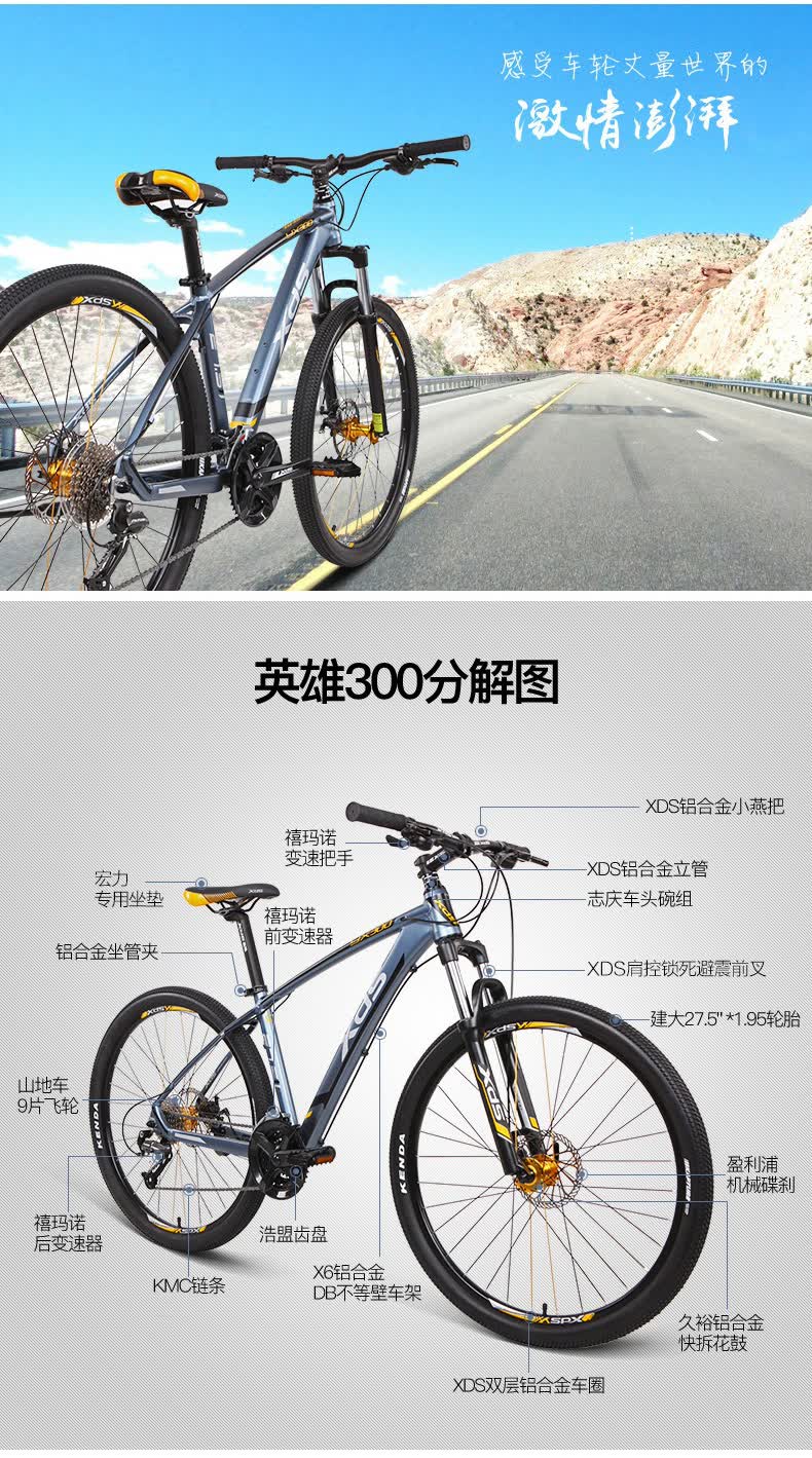 喜德盛(xds)山地自行车英雄300可锁死前叉27.