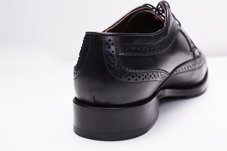 宏劲固特异手工皮鞋真皮鞋底缝制工艺手工雕花车缝线高档男鞋 黑色
