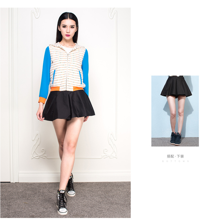 女神的新衣伊芙丽2015春秋装棒球短外套 桔红 m