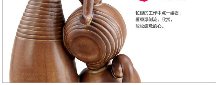铜欣祥 倒流香香炉陶瓷烟倒流香炉 粗陶熏香炉沉香檀香塔香锥香炉香道用品居室摆件工艺礼品 到福倒流香炉