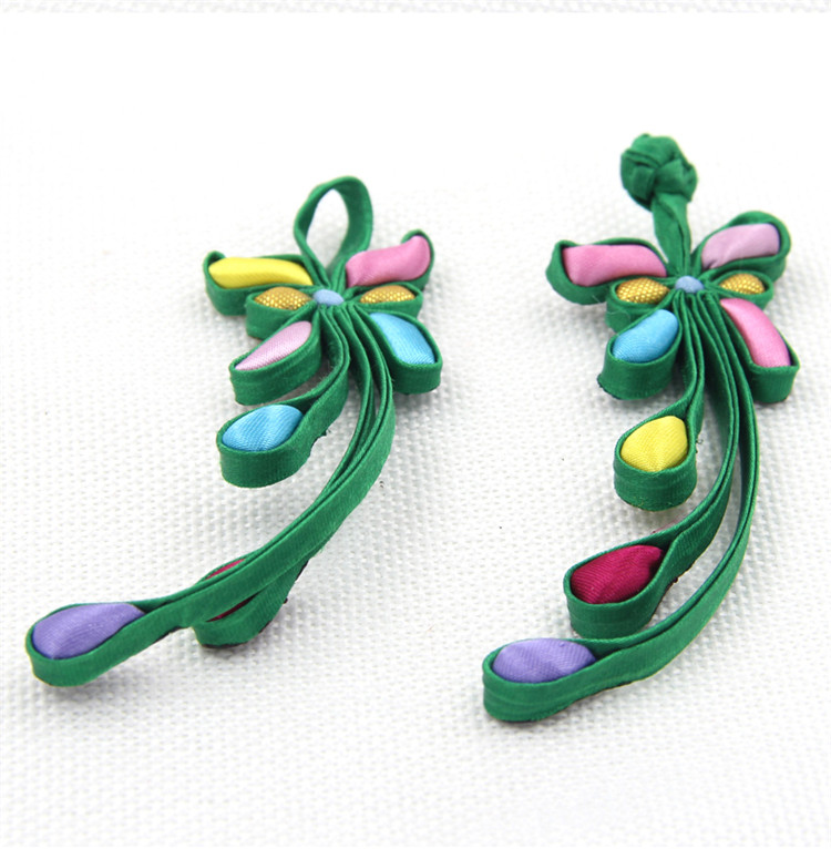 三爱精品传统七彩凤尾盘扣古装布扣纽扣 6#湖蓝色 长约18cm