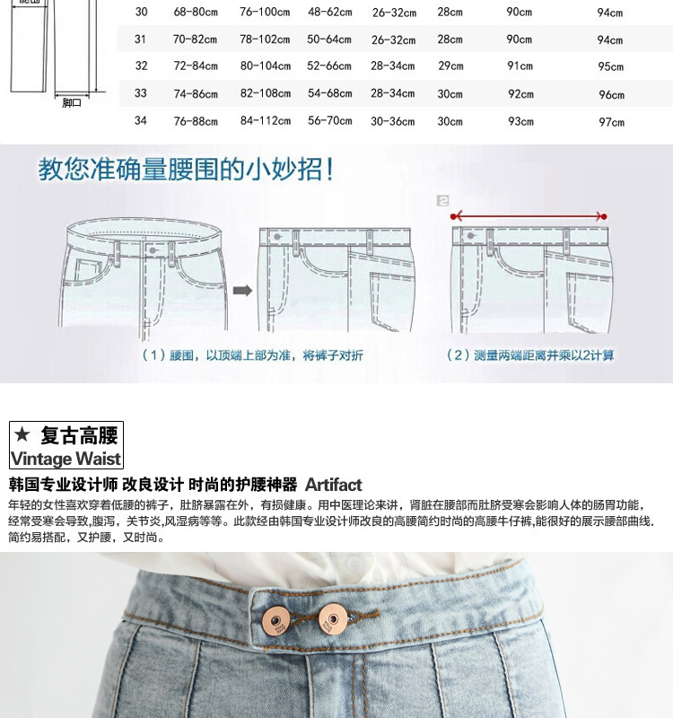 草心花语（Grass Flower）女装韩版弹力莱卡棉高腰修身显瘦铅笔牛仔裤 深蓝九分裤 27