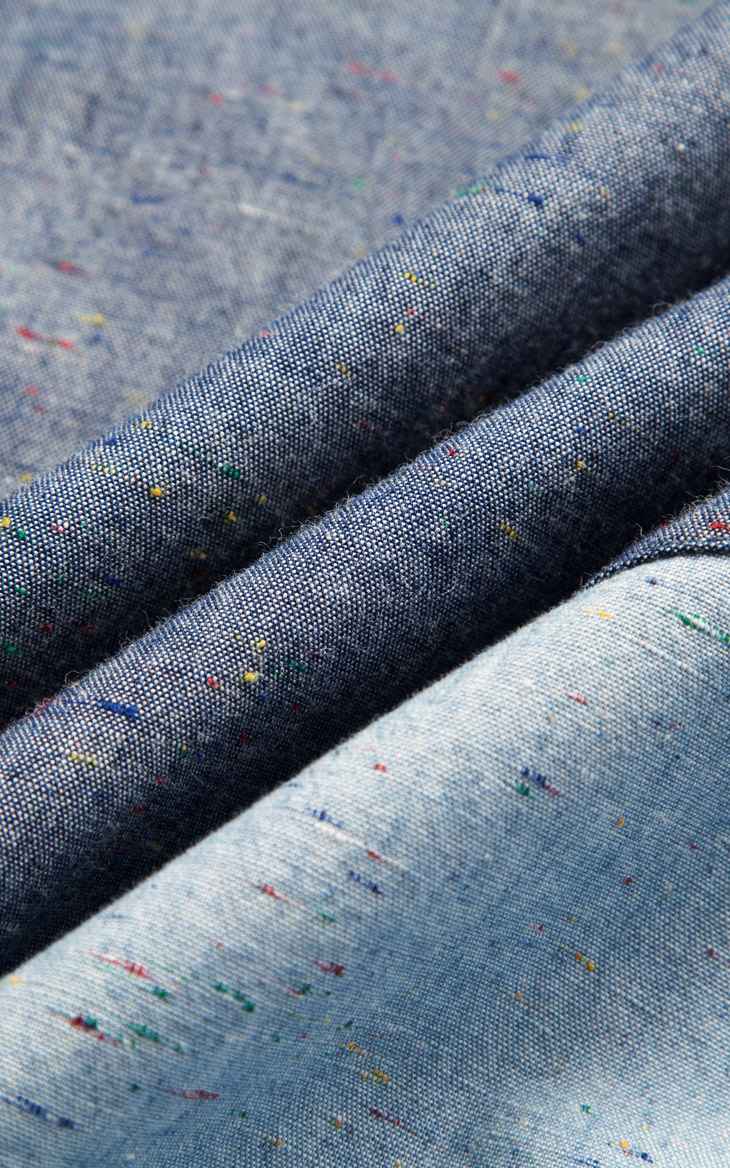 彩点竹节棉面料,质感偏厚