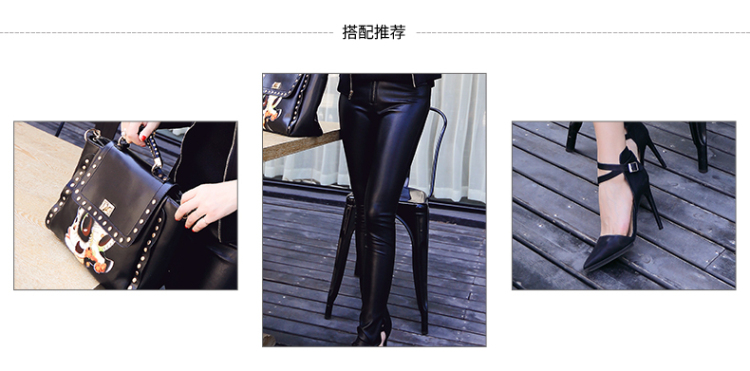 哒哇依 新款短外套韩版女装休闲百搭拼皮长袖外套 黑色 S