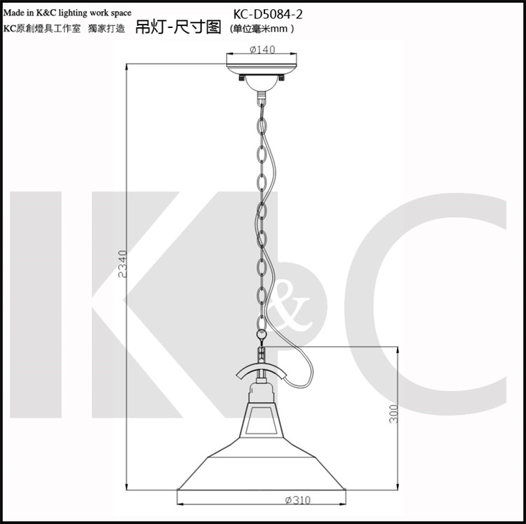 KC灯具loft北欧铁艺锅盖灯罩餐厅吧台办公室阳台个性创意吊灯 D5084-2时尚橘-含烟火1