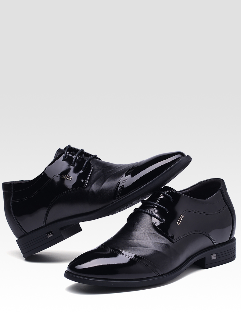 杰豪内增高正装鞋男真皮英伦商务男士尖头皮鞋36 37码 黑色3512621 36