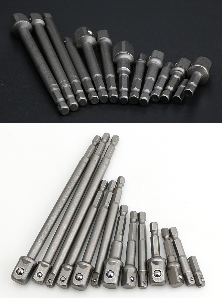 3mm风批电批套筒头转换头加长连接杆 总长度65mm 3件套(3个规格各1个)