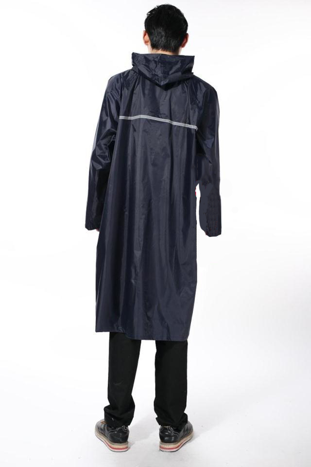 
                                                                                天堂NF-2 尼龙绸男款风衣式风雨衣 成人雨衣 后背有荧光条 藏青 XL                