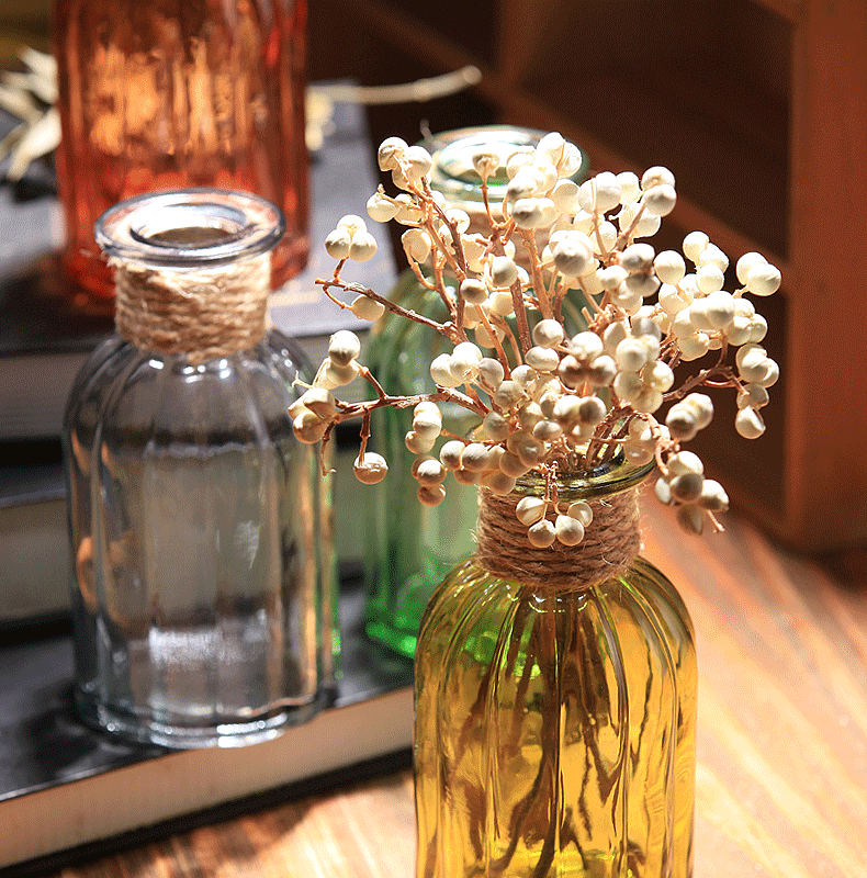 美学黑客复古花瓶插干花花瓶麻绳玻璃小清新透明满天星干花花束带文艺