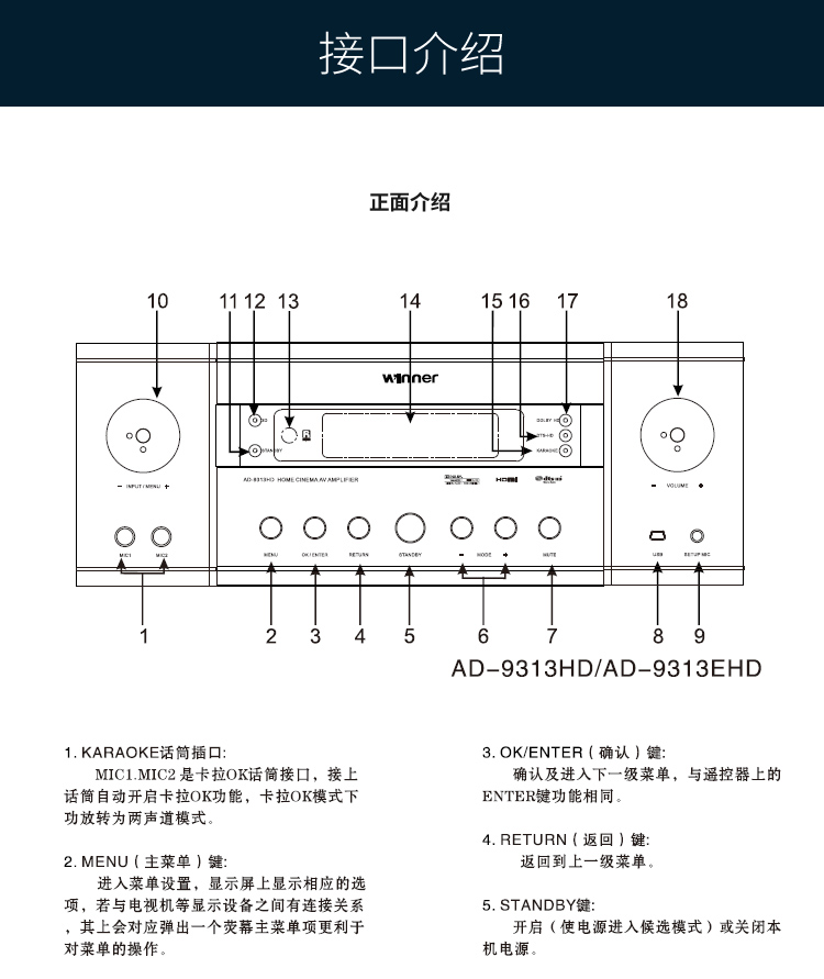 天逸(winner) ad-9313hd 7.1声道 家庭影院功放_现价5580元