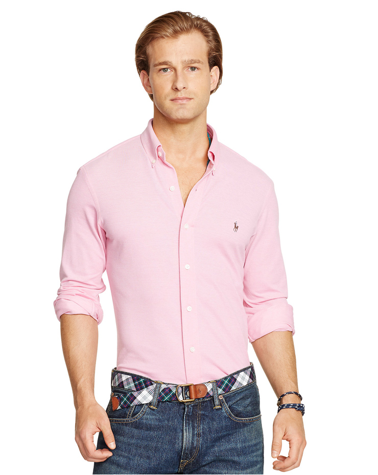 polo ralph lauren/保罗 彩马标 男士纯棉牛津长袖衬衫 41672536 粉色