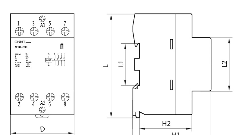 正泰家用小型单相交流接触器nch82040220v导轨式四常开4p20a