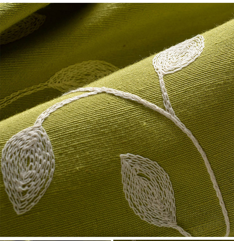 喜欢屋简约田园自然半遮光窗帘成品 茶青色 每1米宽布帘