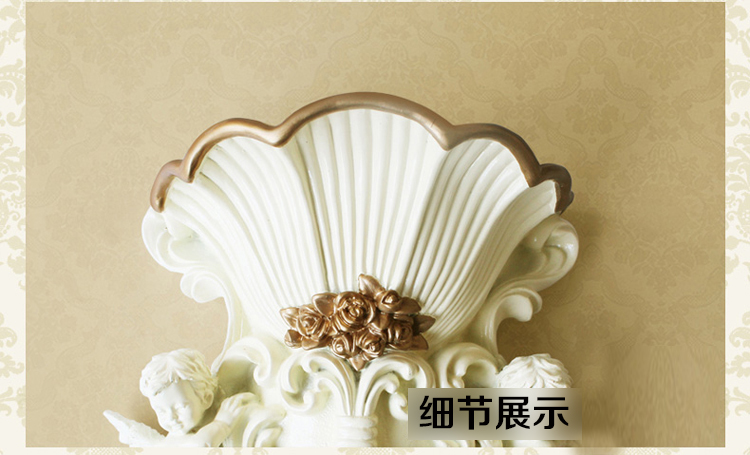 
                                        欧式墙壁花瓶墙上装饰品挂件天使壁饰花蓝花盆立体壁挂墙饰花插器 YH0048A-3描金套装                