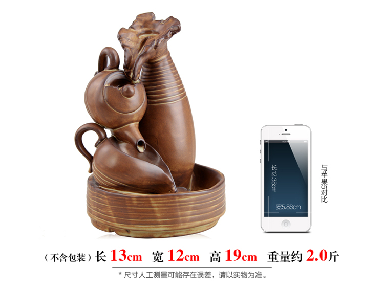 铜欣祥 倒流香香炉陶瓷烟倒流香炉 粗陶熏香炉沉香檀香塔香锥香炉香道用品居室摆件工艺礼品 到福倒流香炉