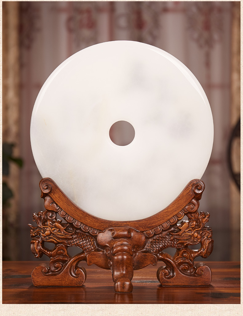 礼佳诚 玉石平安扣摆件工艺品 家居客厅中式玄关电视柜摆件 送朋友