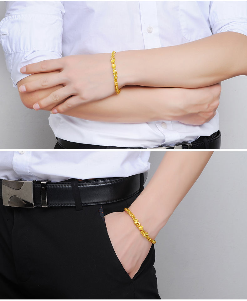 金龙珠宝 黄金手链男士款 双龙头链霸气足金手链手镯情侣款 gs083d 约