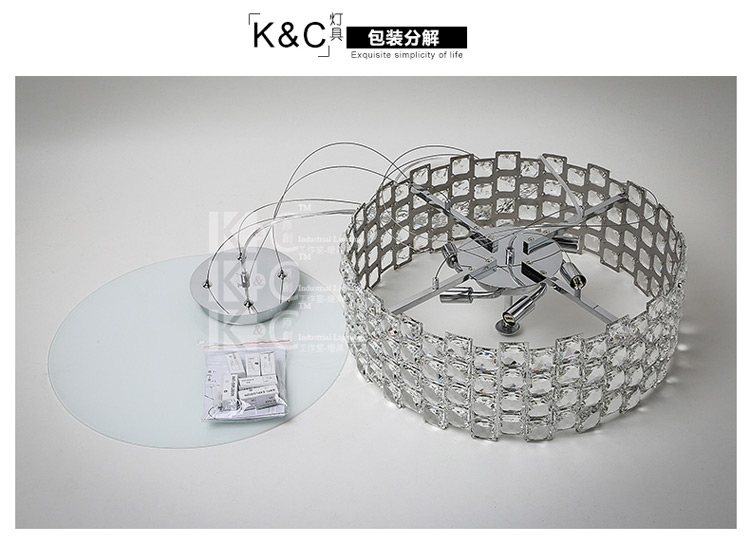 
                                        kC灯具现代简约时尚水晶灯罩吊灯 创意餐厅客厅卧室水晶装饰吊灯 4头-配烟火灯泡4枚40W                