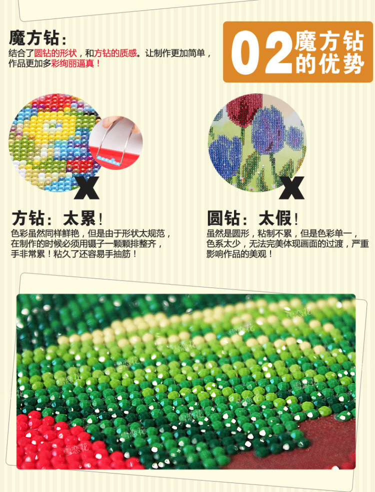 
                                        雪恋花钻石画圆钻卧室钻石十字绣3d新款客厅diy5d钻石绣孔雀系列 大版 水晶圆钻 尺寸58x91                