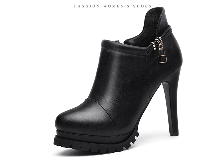 盾狐女鞋新款粗跟防水台高跟鞋厚底高跟单鞋工作鞋女鞋 6326dh黑色 37