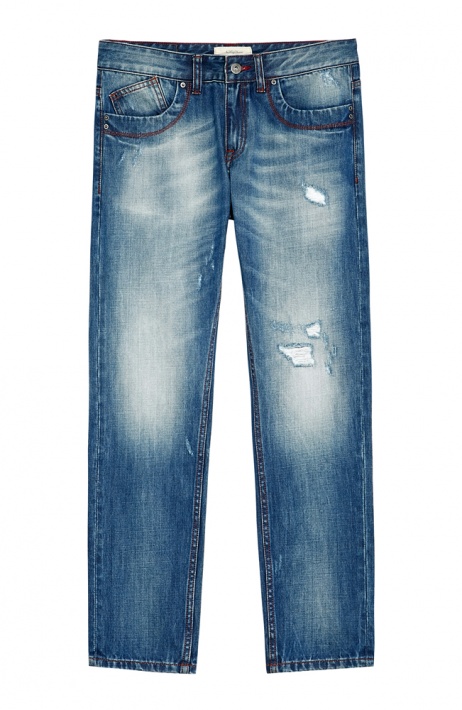 mecity2015春装新款男破洞修身牛仔裤557049 浅蓝色 180/86a