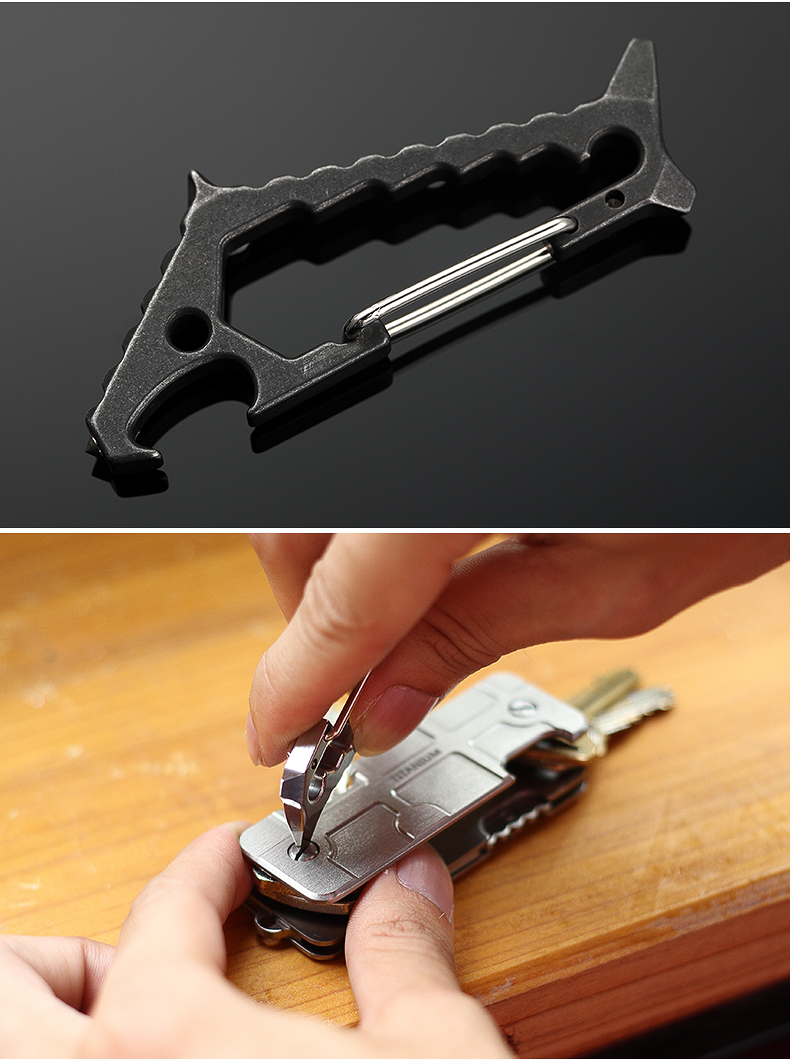 钥匙扣男创意女腰挂多功能不锈钢钨钢头开瓶器便携多功能工具户外扳手
