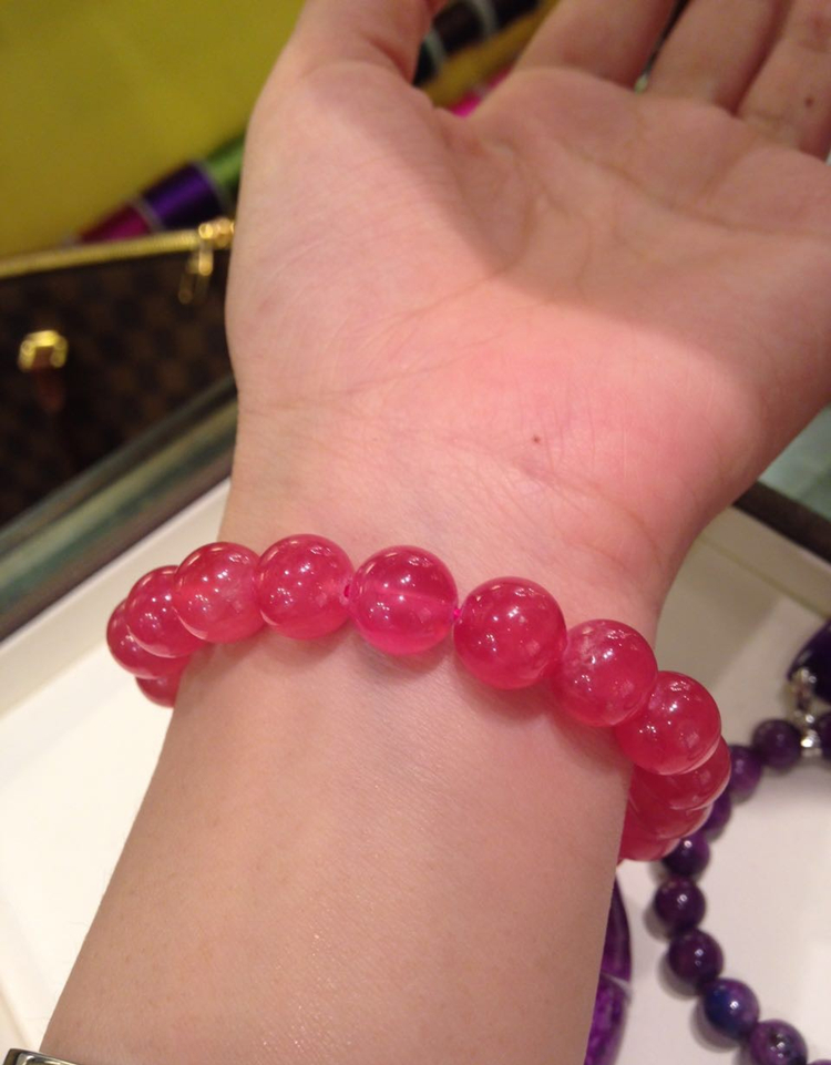 天然阿根廷冰种红纹石手链 高冰高红红纹石手串女款