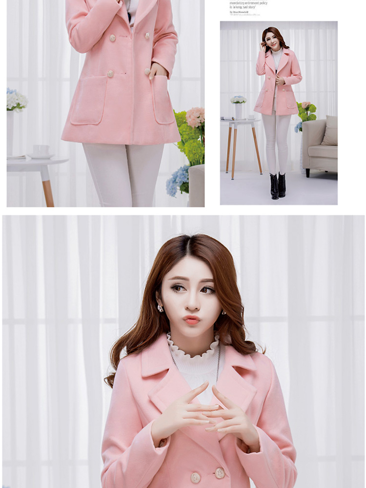 卡微娅 2014秋冬新款韩版修身毛呢小西服女装外套3020 3020粉色(s码
